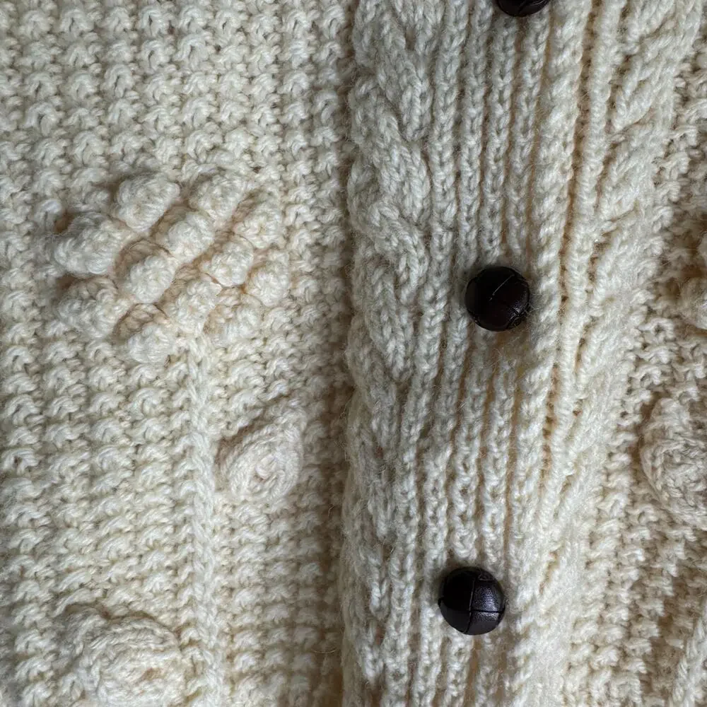 Irish Hand Knit Fitzpatrick Sweater 100% Wool Cable Knit Kids 12-14 (Wms XS)